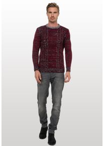 Rusty Neal Herren Strickpullover, rot, casual, Gr. XXL, mehrfarbig, 70% Polyacryl, 30% Baumwolle, Pullover, mit meliertem Design