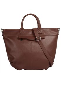 Samantha Look Damen Henkeltasche, braun, Leder, unifarben, leicht glänzend, Taschen, echt Leder, Made in Italy