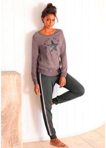 Buffalo Damen Pyjama, Gr. 32, lila, Single Jersey, Obermaterial: 100% Baumwolle, Basic, Homewear-Sets, mit Sternenprint