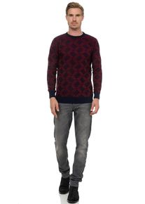 Rusty Neal Herren Strickpullover, blau, Gr. L, unifarben, 70% Polyacryl, 30% Baumwolle, Pullover, in tollem Karo-Design