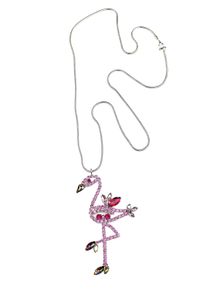 Damen Lange Kette "Flamingo", pink, Basic, Collezione Alessandro, Glas, Halsketten, mit großem Anhänger in Form eines Flamingos