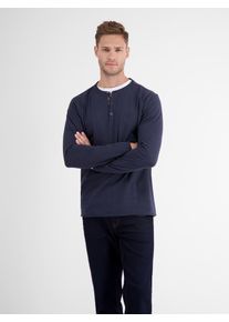 Lerros Herren Langarmshirt "Lerros Slub-Jersey Serafino, Longsleeve", blau, Gr. S, 100% Baumwolle, Shirts
