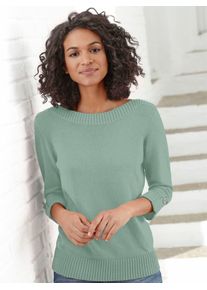 Casual Looks Damen 3/4 Arm-Pullover "Pullover", grün, Gr. 36, unifarben, meliert, 50% Baumwolle, 50% Polyacryl, Pullover