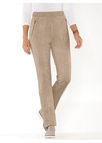 Classic Basics Damen Schlupfhose, beige, Gr. 48, unifarben, 90% Polyester, 10% Elasthan, Hosen