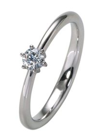 Firetti Damen Solitärring "Schmuck Geschenk Gold 375 Damenring Verlobungsring Goldring Solitär", 17, 0,1 ct SI = kleine Einschlüsse, Weißgold