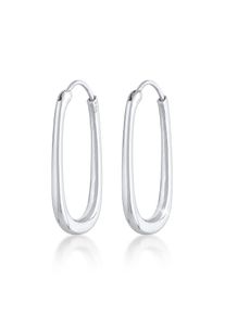 Elli Premium Damen Paar Creolen "Creolen Oval Elegant Zeitlos 925 Silber", OneSize, ohne Stein, Silber 925 (Sterlingsilber), silber, Silber 925