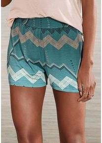 Lascana Damen Pyjamashorts, Gr. 36, grün, Single Jersey, Obermaterial: 95% Viskose, 5% Elasthan, gemustert, bedruckt, casual, Hosen, mit grafischem