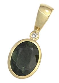 Jobo Damen Ketten-Anhänger "Anhänger oval", SI = kleine Einschlüsse, Gelbgold 585-Diamanten, gelb, Gelbgold 585, Diamanten, Schmuckanhänger, 585 Gold