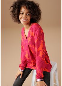 Aniston CASUAL Damen Schlupfbluse, bunt, modisch, Gr. 48, bedruckt, gemustert, Paisley, Web, Obermaterial: 100% Viskose, Blusen, mit farbenfrohem,