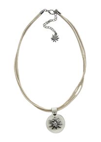 Allgäu Rebell ALLGÄU REBELL Damen Kette mit Anhänger "Tonerl", beige, Basic, Baumwolle, Halsketten, mit echtem Lederanhänger