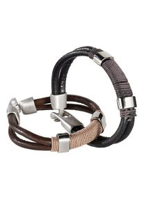 Firetti Damen Armband Set "coole Optik", Metall-Leder-Textil, bunt, Metall, Leder, Textil, Armbänder