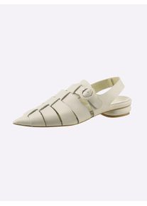 Heine Damen Sandale, Gr. 40, beige, Leder, Glattleder, modisch, Schuhe