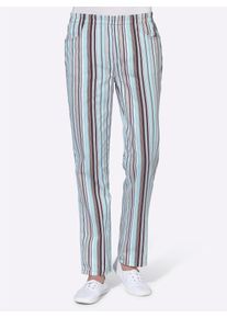 Classic Basics Damen Schlupfhose, blau, Gr. 38, gemustert, gestreift, mehrfarbig, 100% Baumwolle, Hosen