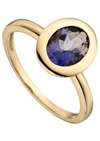 Jobo Damen Goldring "Ring mit Iolith", 54, Gelbgold 585, blau, Gelbgold 585, Fingerringe, 585 Gold