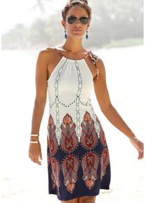 Beach Time BEACHTIME Damen Strandkleid, bunt, modisch, Gr. 38, Jersey, Obermaterial: 100% Viskose, Kleider, mit geflochtenen Trägern im Alloverdruck, kurzes