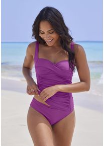 Lascana Damen Tankini-Top "Comfy", lila, Gr. 36, unifarben, Recycling-Polyamid, Bikini-Oberteile, Bequeme Passform ohne Bügel