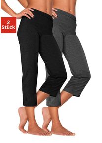 Vivance ACTIVE Damen Caprihose, Gr. 32, grau, Single Jersey, Obermaterial: 95% Baumwolle, 5% Polyester. Melange in der Packung: 60% Baumwolle, 35%