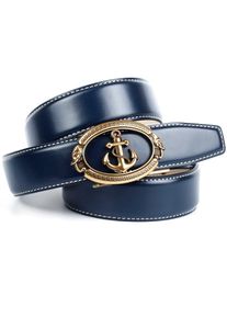 Anthoni Crown Damen Ledergürtel, blau, Gr. 90, unifarben, Leder, Gürtel, mit Anker-Schließe