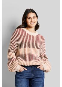 Bugatti Damen Rundhalspullover, rot, casual, Gr. L, gestreift, 40% Polyacryl, 30% Polyamid, 30% Wolle, Pullover, mit farbigen Streifen