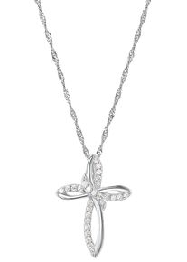 Amor Damen Kette mit Anhänger "Kreuz, 9003815", Silber 925 (Sterlingsilber), L: 42cm, bunt, Silber 925 (Sterlingsilber), Halsketten, mit Zirkonia