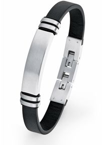 s.Oliver Herren Lederarmband "2018703", Leder-Edelstahl, schwarz, Leder, Edelstahl, Armbänder