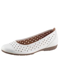 Gabor Damen Ballerina, Gr. 42, weiß, Kalbsleder, sportlich, Schuhe, Slipper, Freizeitschuh, Halbschuh mit luftigem Lochmuster