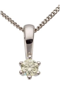 Firetti Damen Ketten-Anhänger "Schmuck Geschenk Gold 750 Halsschmuck Anhänger Halskette Solitär", 0,1 ct P2 = erkennbare Einschlüsse, Weißgold