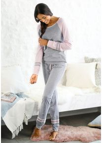 Arizona Damen Pyjama, Gr. 36, grau, Single Jersey, Obermaterial: 100% Baumwolle, Basic, Homewear-Sets, mit Raglanärmeln
