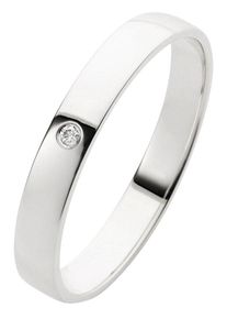 Firetti Trauring "Schmuck Geschenk Gold Hochzeit Ehering Trauring "LIEBE"", 23, 0,01 ct SI = kleine Einschlüsse mit Brillant, Weißgold 375, 3mm,