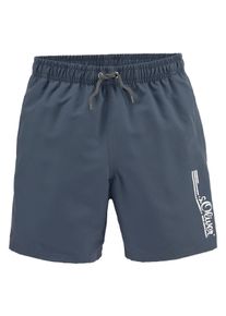 s.Oliver Kinder Badeshorts "Philip Kids", blau, Gr. 122, unifarben, kontrastfarbene Details, Polyester, Badehosen, im schlichten Design