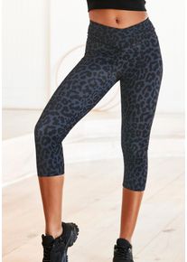 active by Lascana LASCANA ACTIVE Damen Caprileggings, schwarz, sportlich, Gr. 32, animal-print, bedruckt, Obermaterial: 79% Polyester, 21% Elasthan, Hosen, mit allover