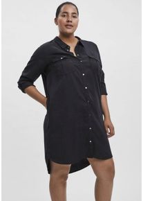 Vero Moda CURVE Damen Jeanskleid "VMSILA LS SHORT DRESS MIX GA CURVE NOOS", schwarz, modisch, Gr. 44, Obermaterial: 100% Lyocell (TENCEL), Kleider