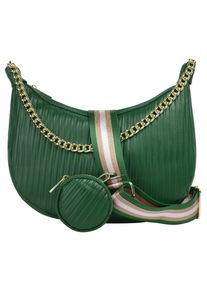CLUTY Damen Umhängetasche, grün, Leder, unifarben, leicht glänzend, Taschen, echt Leder, Made in Italy