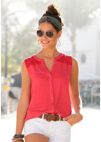 s.Oliver Damen Strandtop, orange, modisch, Gr. 36, Jersey, Obermaterial: 95% Viskose, 5% Elasthan. Spitze: 95% Polyamid, 5% Elasthan, Tops, mit