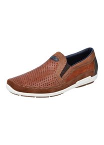 Rieker Herren Slipper, Gr. 42, braun, Leder, Synthetik, sportlich, Schuhe, Freizeitschuh, Schlupfschuh, Mokassin mit Stretcheinsätze