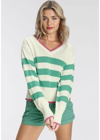 AJC Damen Streifenpullover, grün, casual, Gr. 44, gestreift, geringelt, Obermaterial: 50% Baumwolle, 50% Polyacryl, Pullover, mit trendigen