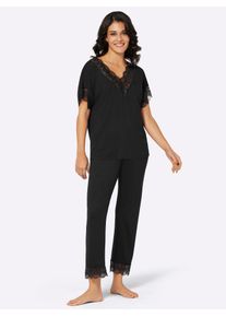 CYBELE CYBÈLE Damen Schlafanzug, Gr. 36, schwarz, 95% Viskose, 5% Elasthan, Spitze:3% Elasthan, 97% Polyamid, Homewear-Sets
