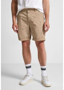 Street One MEN Herren Shorts, braun, casual, Gr. 34, bedruckt, Web, 97% Baumwolle, 3% Elasthan, Hosen, mit allover Print