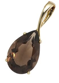 Jobo Damen Ketten-Anhänger "Anhänger Tropfen", Gelbgold 333, gold, Gelbgold 333, Schmuckanhänger, 333 Gold mit Rauchquarz