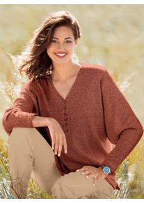 Classic Basics Damen Strickpullover "V-Pullover", orange, Gr. 40, meliert, unifarben, 70% Polyacryl, 30% Polyester, Pullover