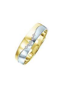 Firetti Trauring "Schmuck Geschenk Gold 375 Hochzeit Ehering Trauring "LIEBE" Welle", 20, 0,025 ct SI = kleine Einschlüsse mit Brillanten, Gelbgold
