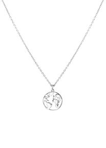 PURELEI Damen Kette mit Anhänger "Schmuck Geschenk Worldmap, mit Welt-Motiv, Necklace-WorldMap", Edelstahl, L: 45cm, silber, Edelstahl, Halsketten
