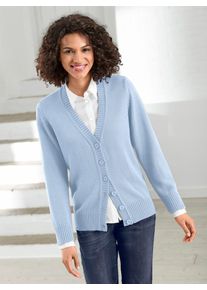 Casual Looks Damen Strickjacke, blau, Gr. 38, unifarben, 50% Baumwolle, 50% Polyacryl, Strickjacken