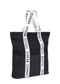 Venice Beach Shopper, schwarz-weiß, Nylon, unifarben, Taschen, mit Mesh-Einsatz VEGAN
