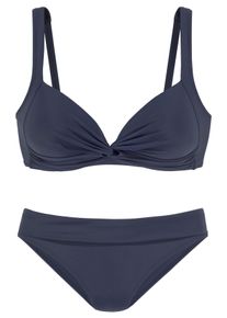 Lascana Damen Triangel-Bikini, blau, Gr. 34, unifarben, Polyamid, Bikini-Sets, in Bralette-Form
