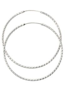 Jobo Damen Paar Creolen, Silber 925 (Sterlingsilber), silber, Silber 925 (Sterlingsilber), Ohrringe, rund 925 Silber diamantiert