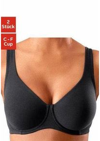 Petite Fleur Damen Minimizer-BH, Gr. 80, schwarz, Jersey, Obermaterial: 90% Baumwolle, 10% Elasthan, klassisch, BHs, mit Bügel aus Baumwolle