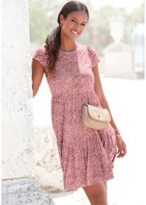 Vivance Damen Jerseykleid, bunt, modisch, Gr. 42, bedruckt, Jersey, Obermaterial: 100% Viskose, Kleider, mit Rückenausschnitt, T-Shirtkleid in