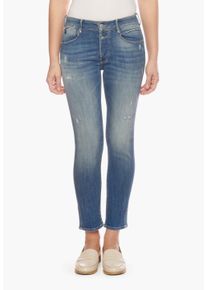Damen 7/8-Hose, blau, Gr. 27, Le Temps Des Cerises, 92% Baumwolle, Kunstfaser, 2% Elasthan, Hosen, in modischem Design