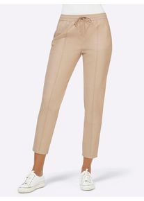 CRÉATION L CREATION L Damen Lederimitathose, beige, Gr. 18, unifarben, 100% Polyester, Hosen